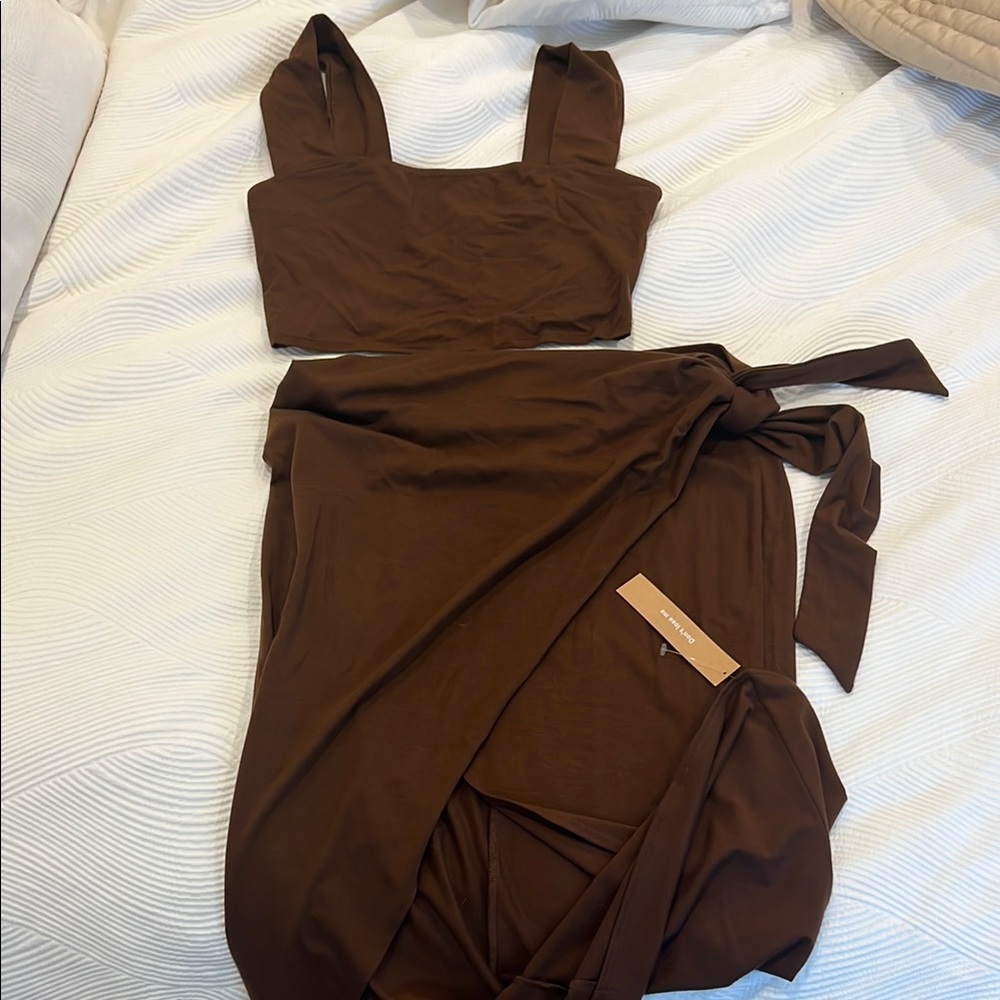 Reformation Brown Midi Two Piece